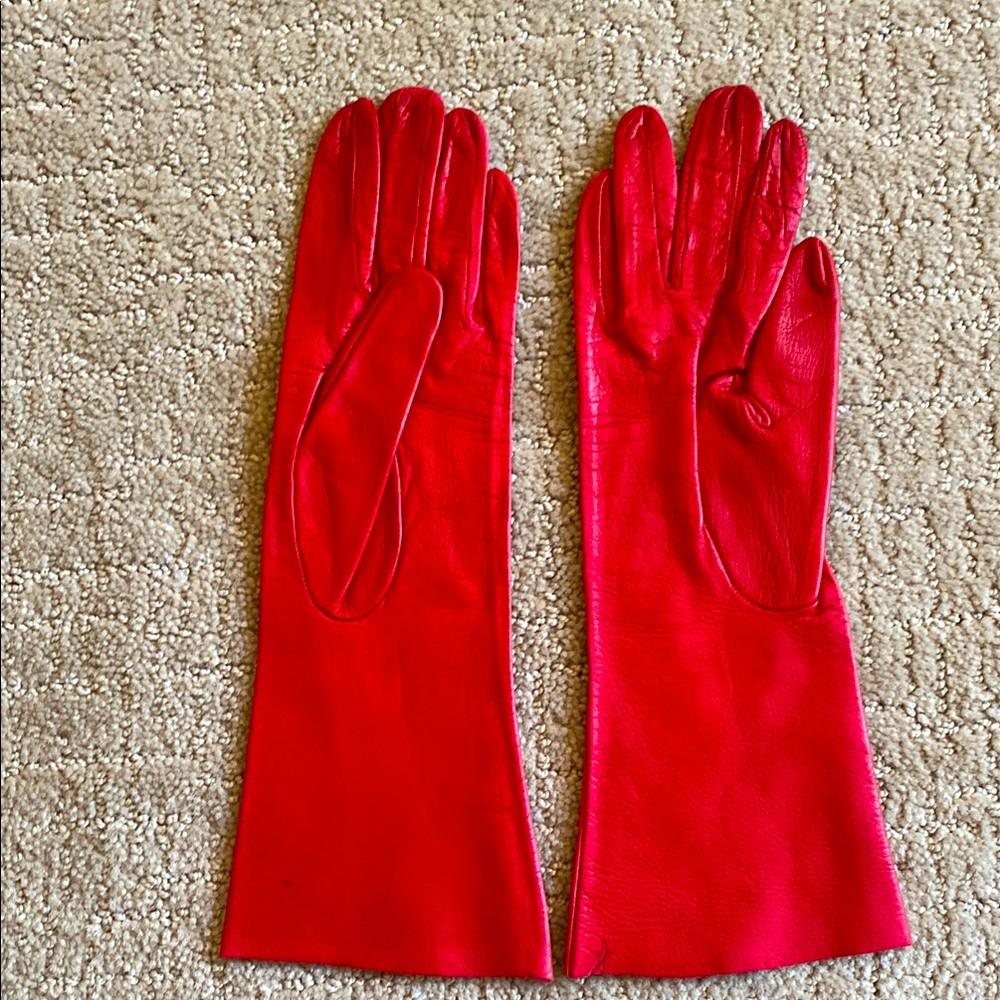 Vintage Italian Red Leather Gloves